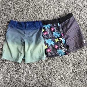 Boys Swim Trunks Lot of 3 Hurley Art Class Size 5 Board Shorts Multicolor